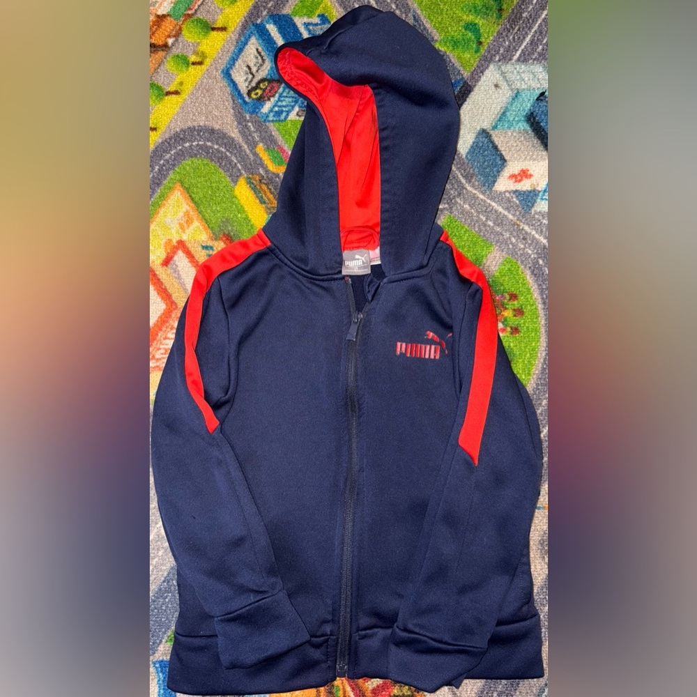 Toddler Boys 4T Navy Blue and Red Puma Hoodie
